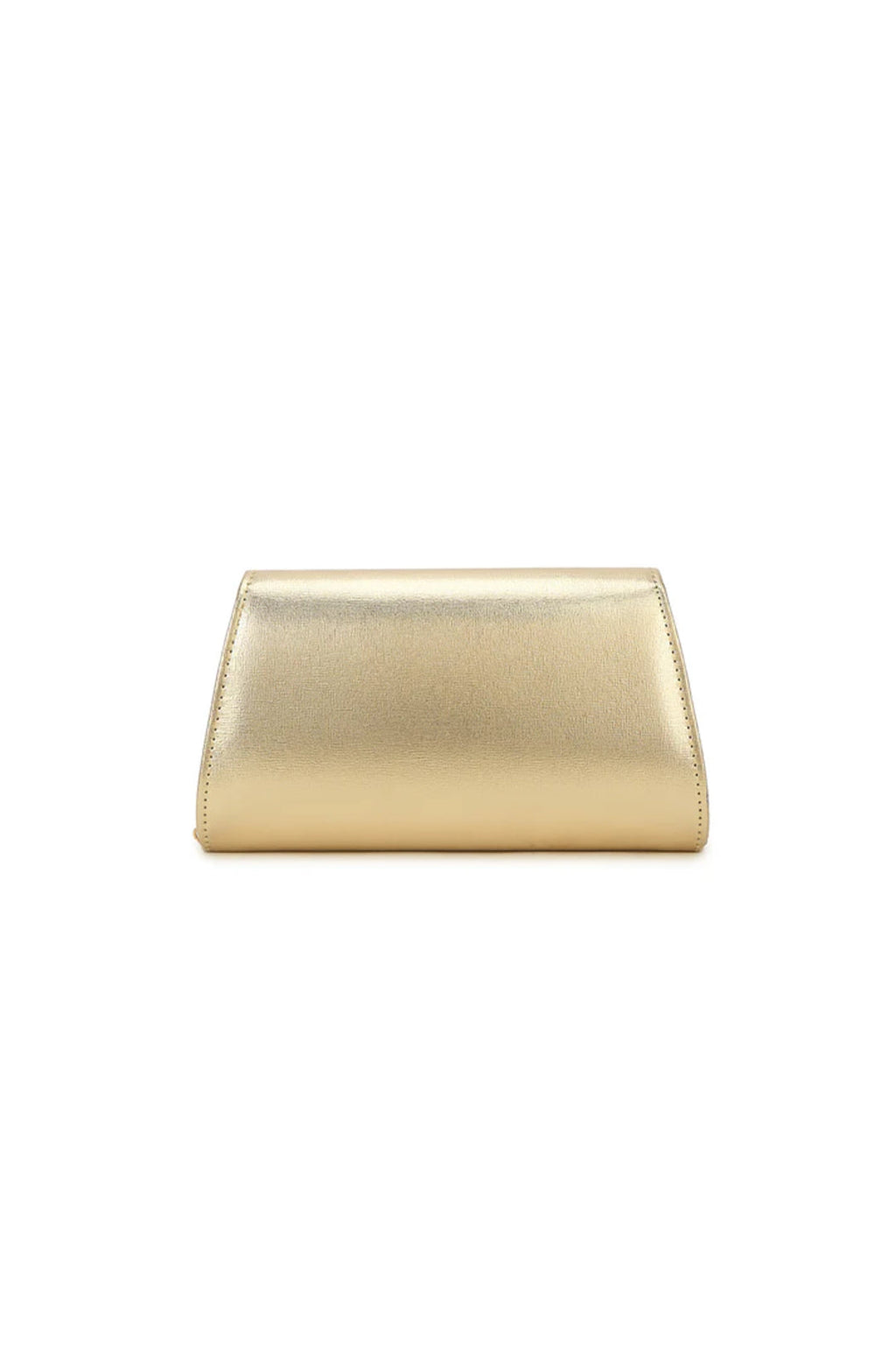 Aftershock London gold faux leather envelope clutch bag side detail