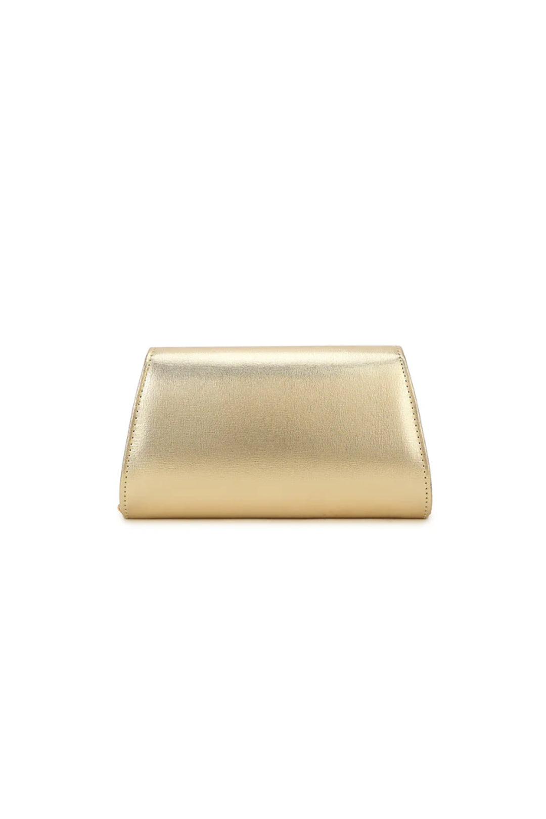 Aftershock London gold faux leather envelope clutch bag side detail