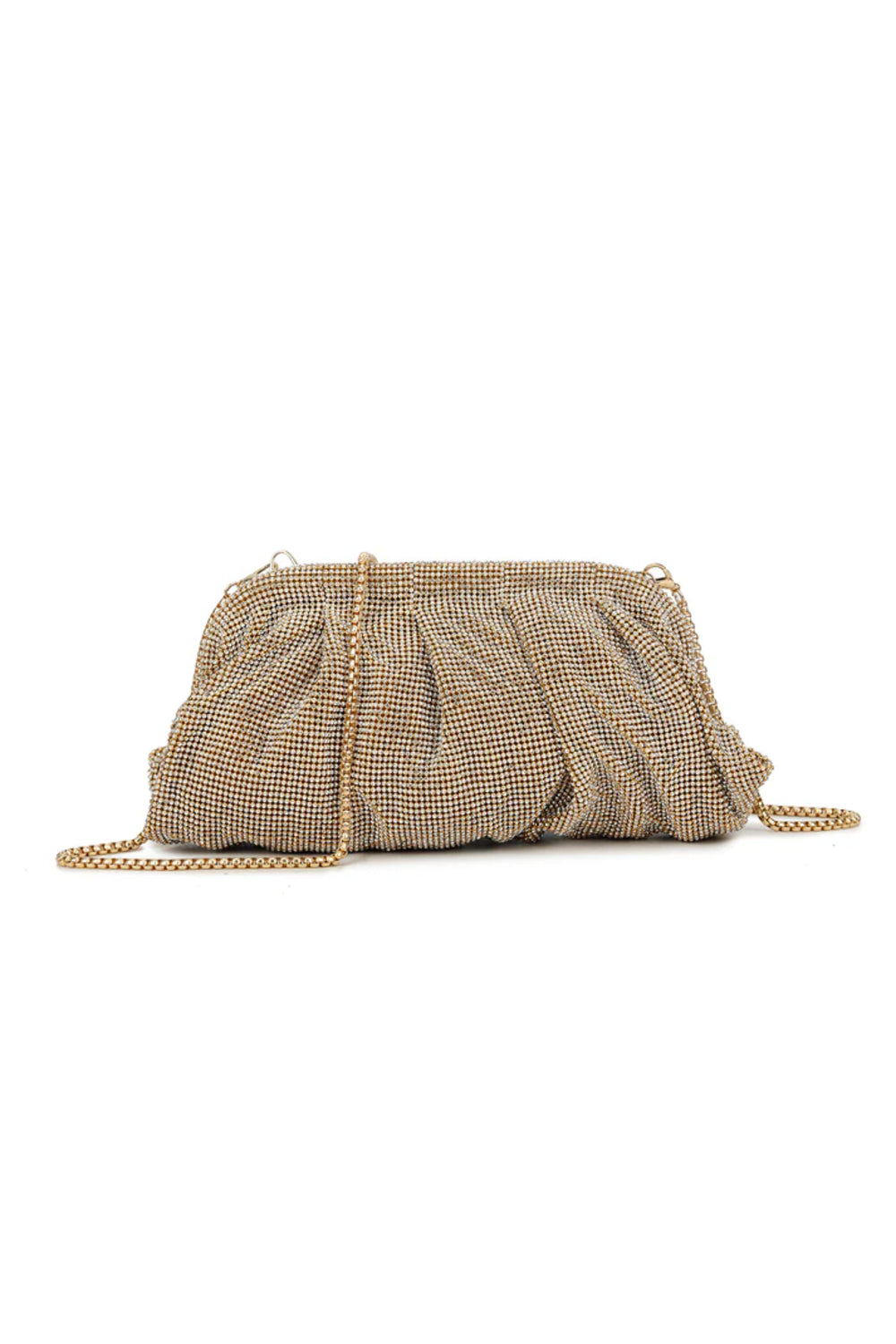 Aftershock London gold diamante ruched evening bag front product image