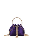 Aftershock London purple embellished top handle evening bag front view