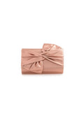 Aftershock London champagne evening clutch bag with bow detail front view