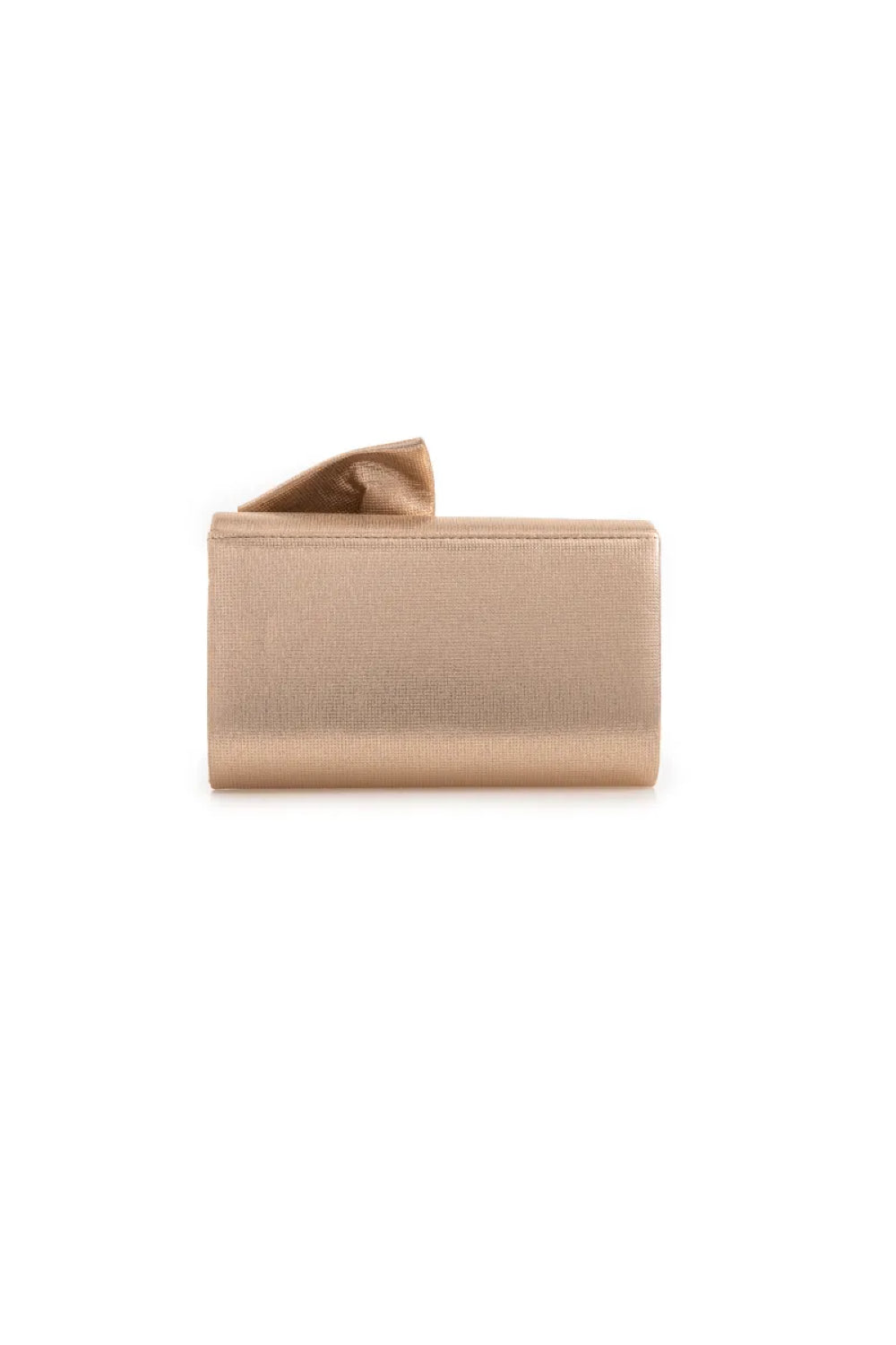 Aftershock London champagne bow evening clutch bag side detail