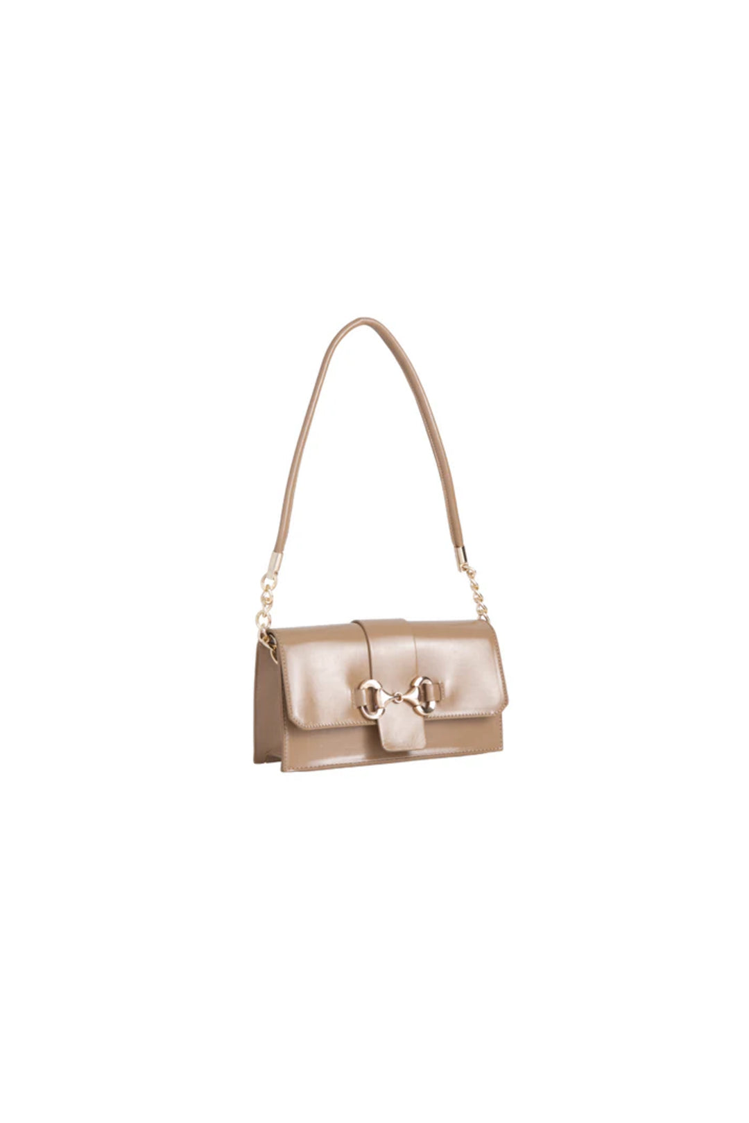 Aftershock London beige faux leather clutch bag side detail