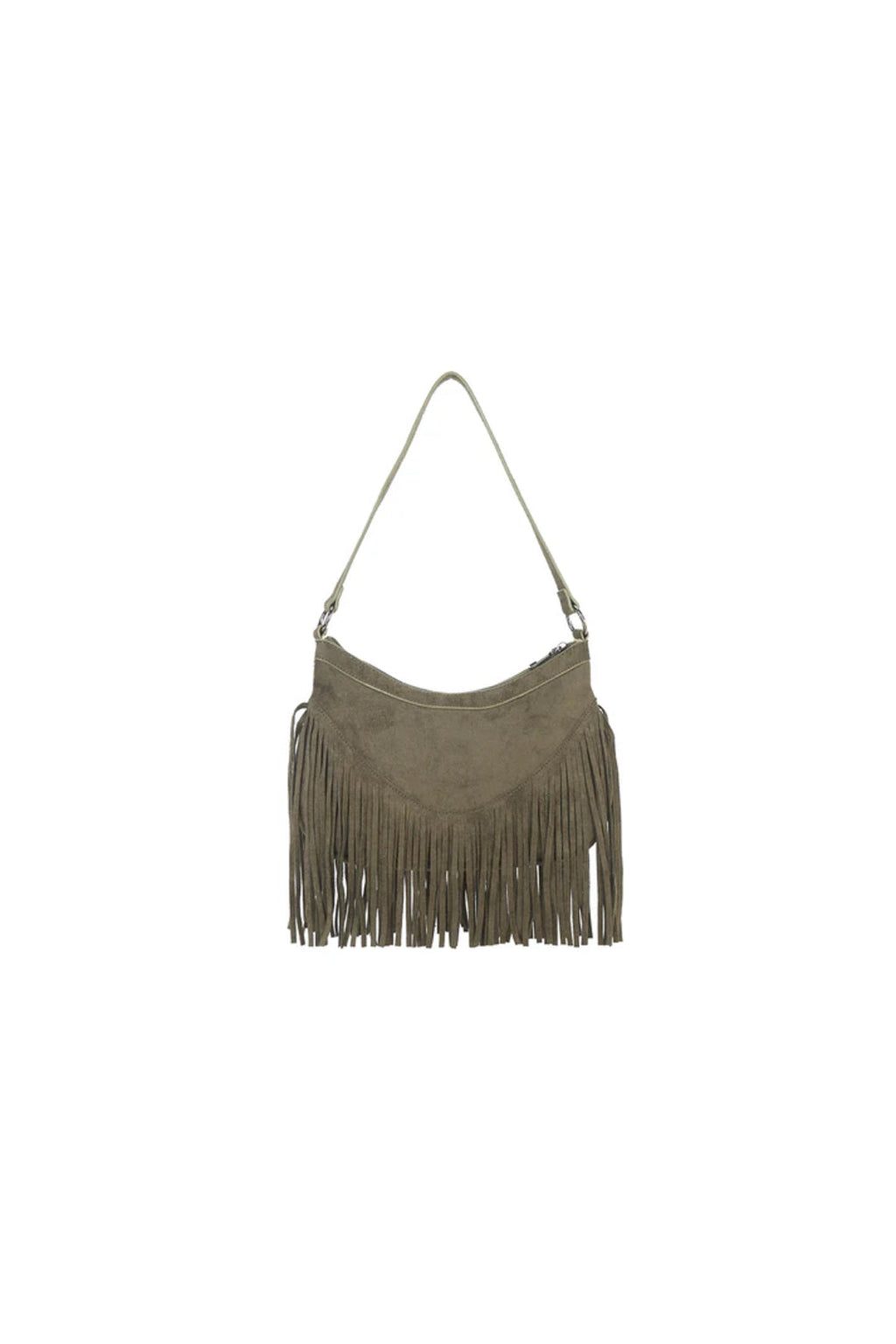 Aftershock London olive faux suede fringe handbag product detail