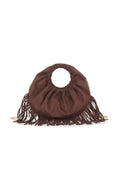 Aftershock London brown faux suede fringe handbag front view