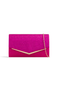 Aftershock London fuchsia glitter envelope clutch bag front product image
