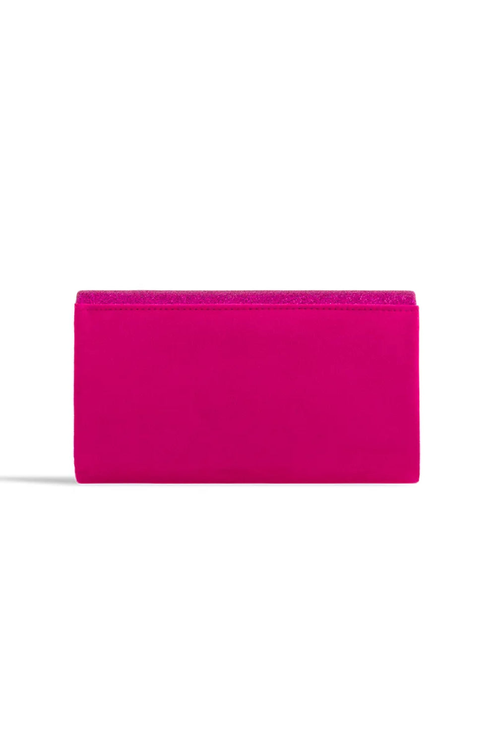 Aftershock London fuchsia glitter envelope clutch bag open detail