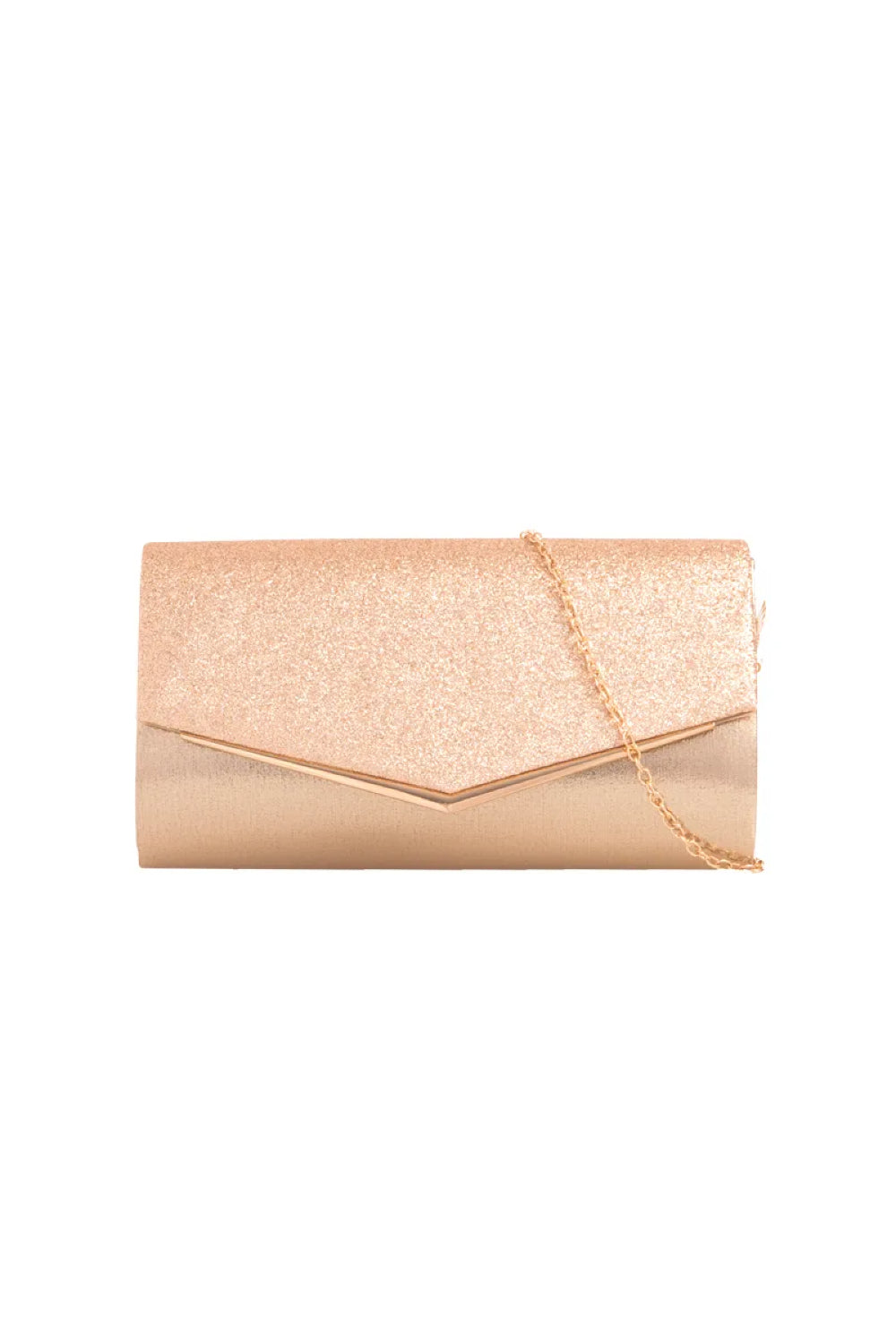 Aftershock London gold glitter envelope clutch bag front product image