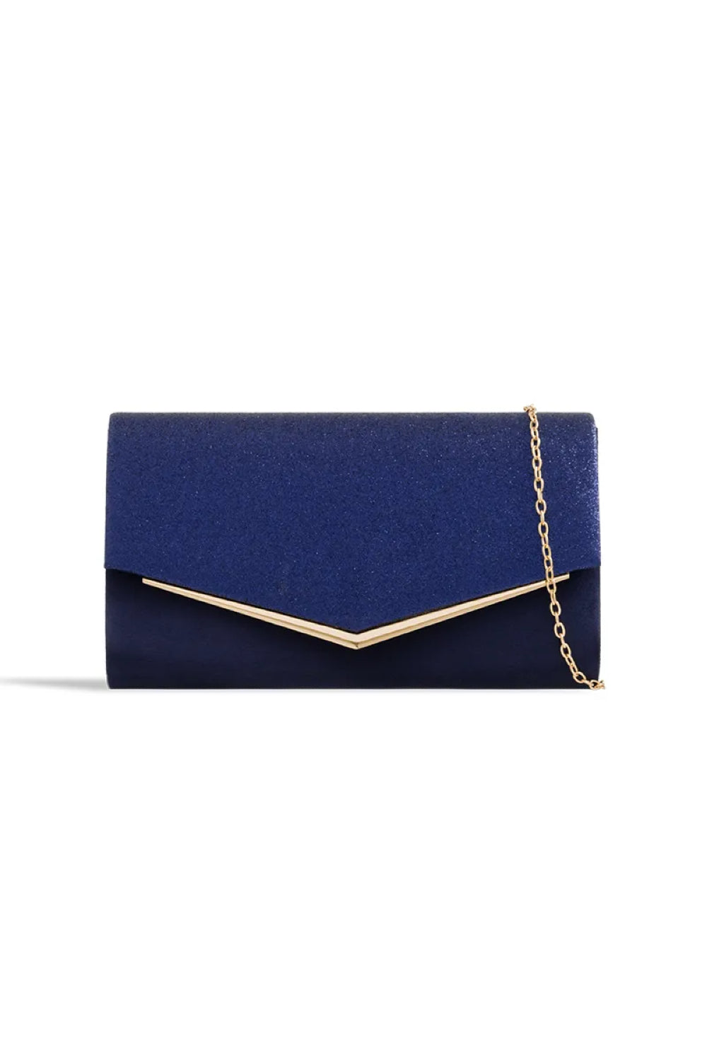 Aftershock London navy glitter envelope clutch bag front product image