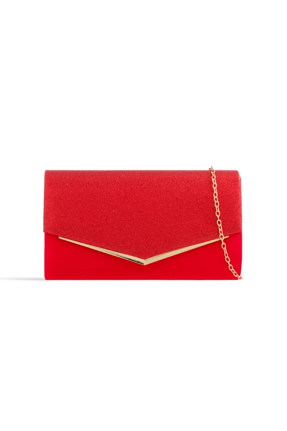 Aftershock London red glitter envelope clutch bag product image