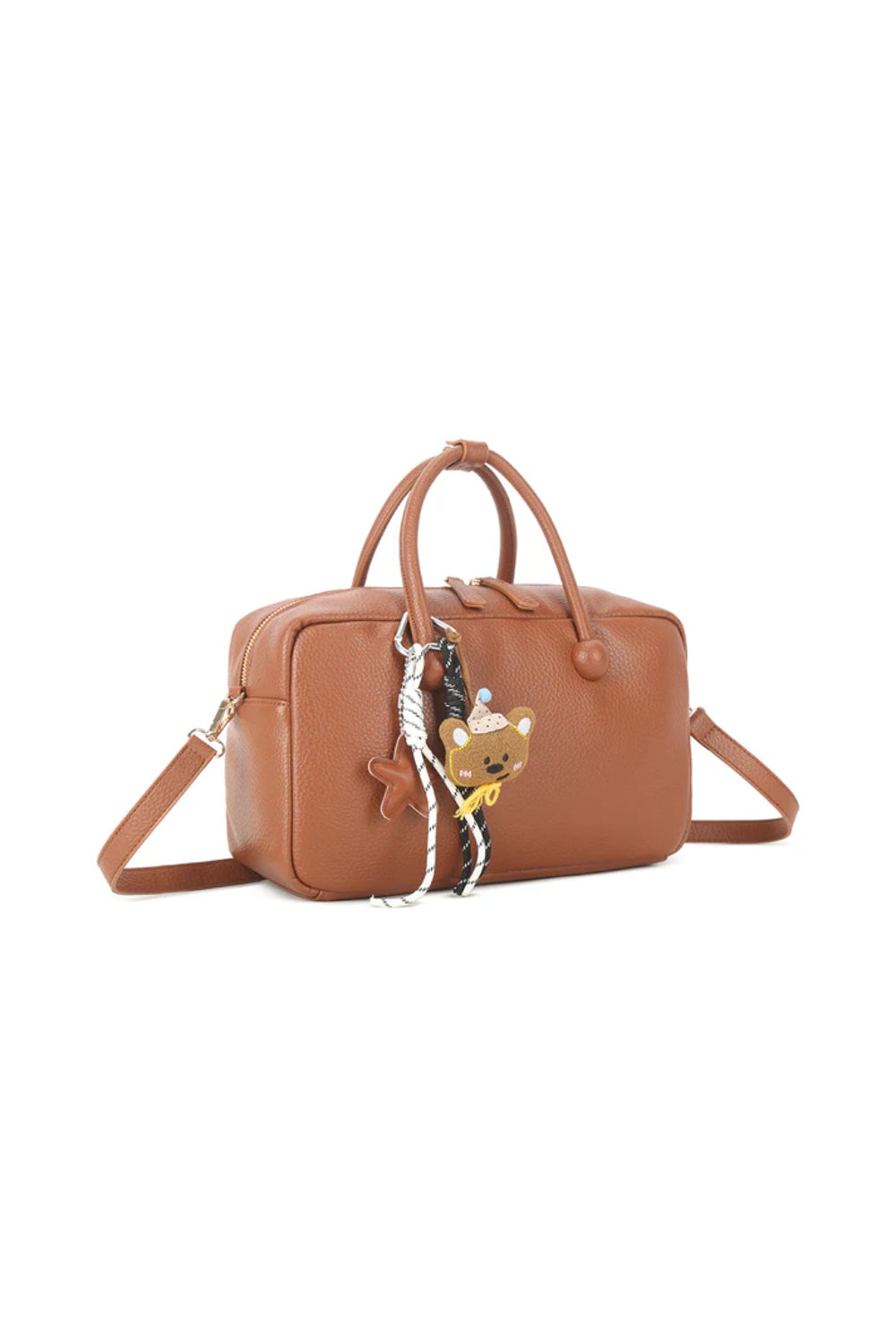 Aftershock London brown faux leather handbag charm detail