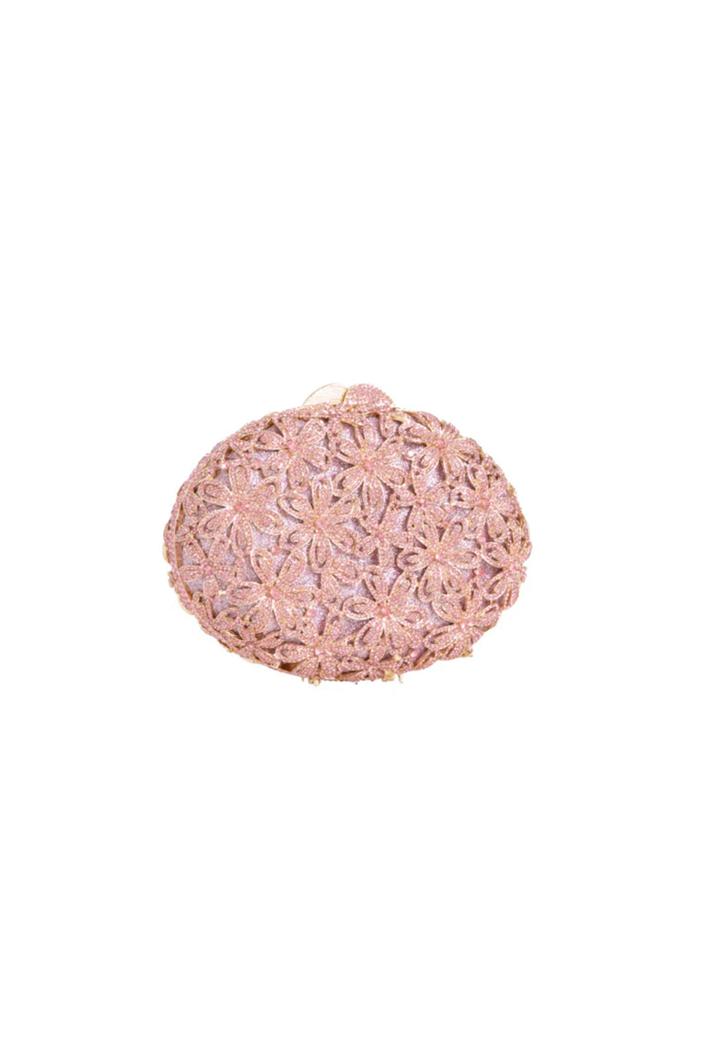 Aftershock London pink crystal embellished evening bag close-up detail