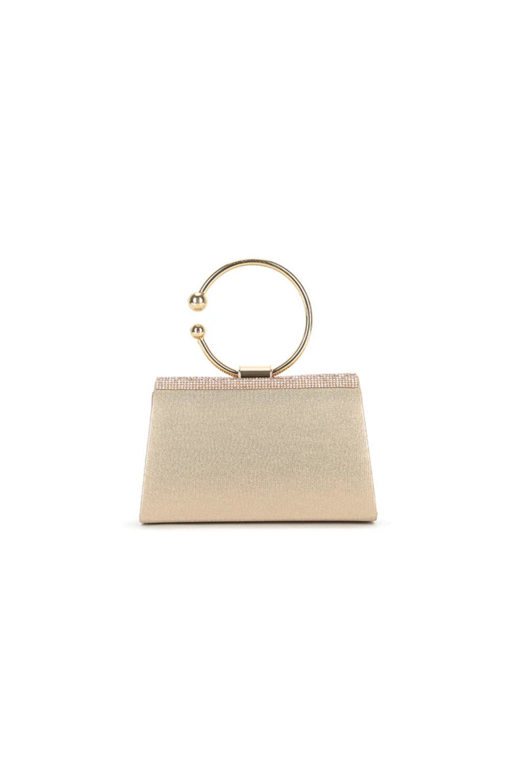 Aftershock London rose gold glitter evening bag ring handle detail