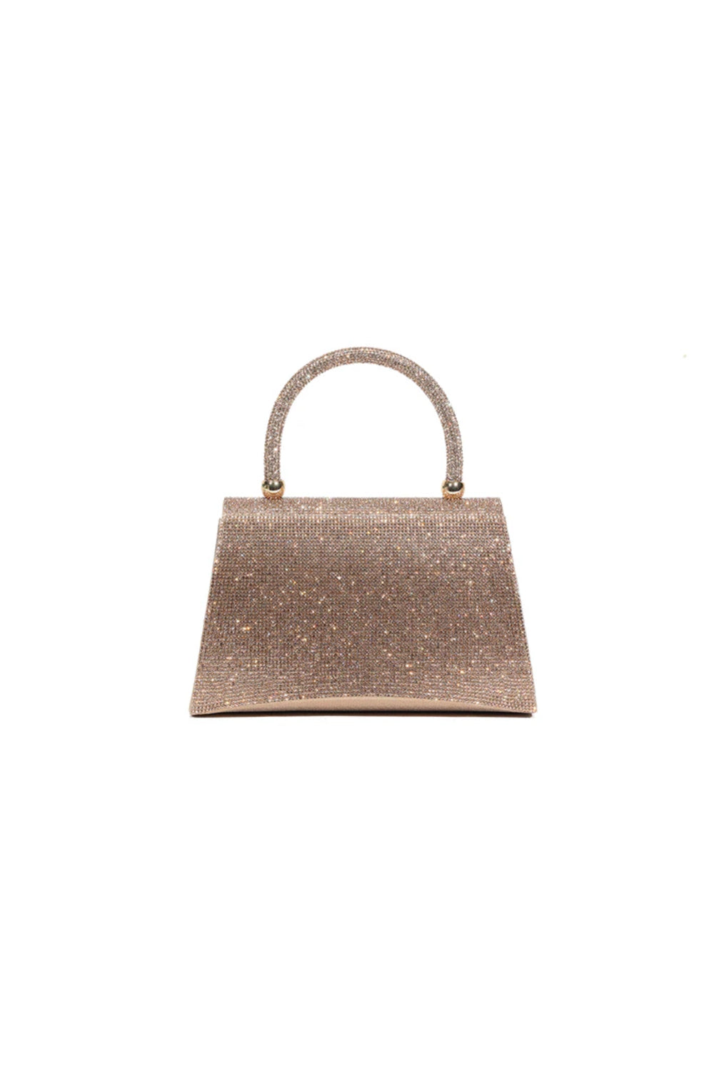 Aftershock London rose gold glitter top handle bag handle detail