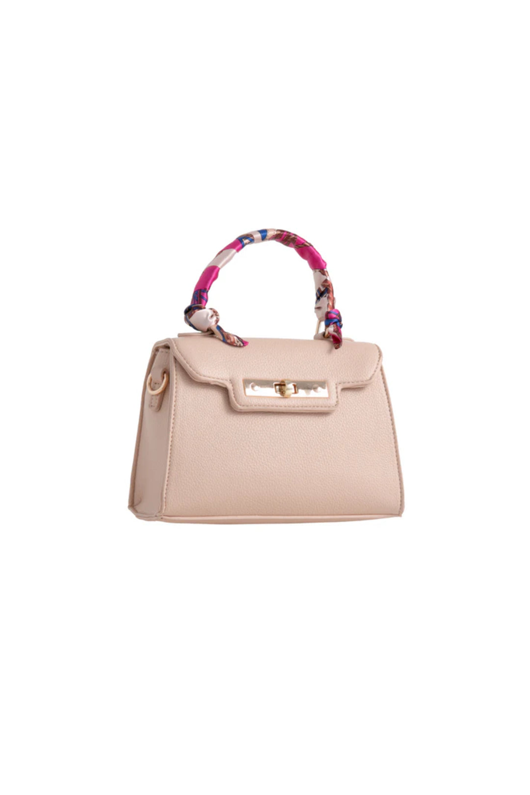 Aftershock London nude satin top handle handbag side detail