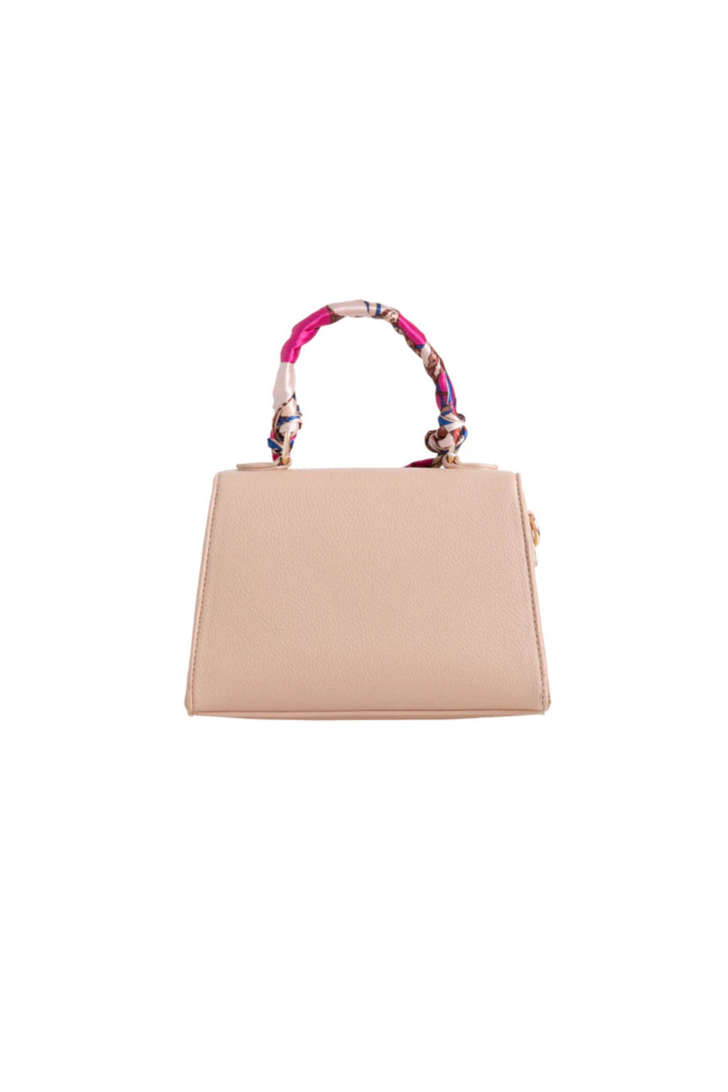 Aftershock London nude satin faux leather handbag handle detail