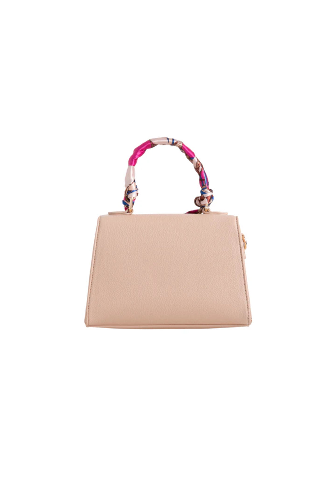 Aftershock London nude satin faux leather handbag handle detail