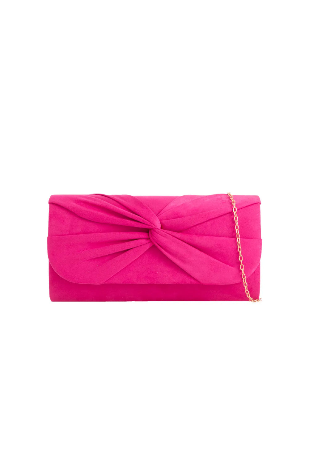 Aftershock London fuchsia faux suede knot clutch bag product image