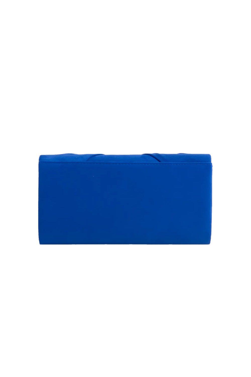 Aftershock London royal blue faux suede knot clutch bag close-up
