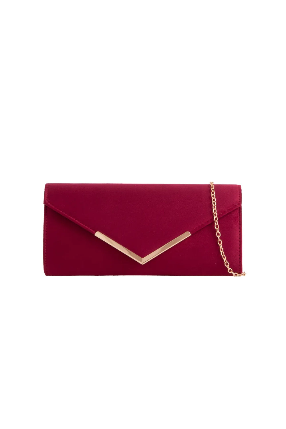 Aftershock London burgundy faux suede envelope clutch bag product image