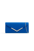 Aftershock London royal blue faux suede envelope clutch bag front view