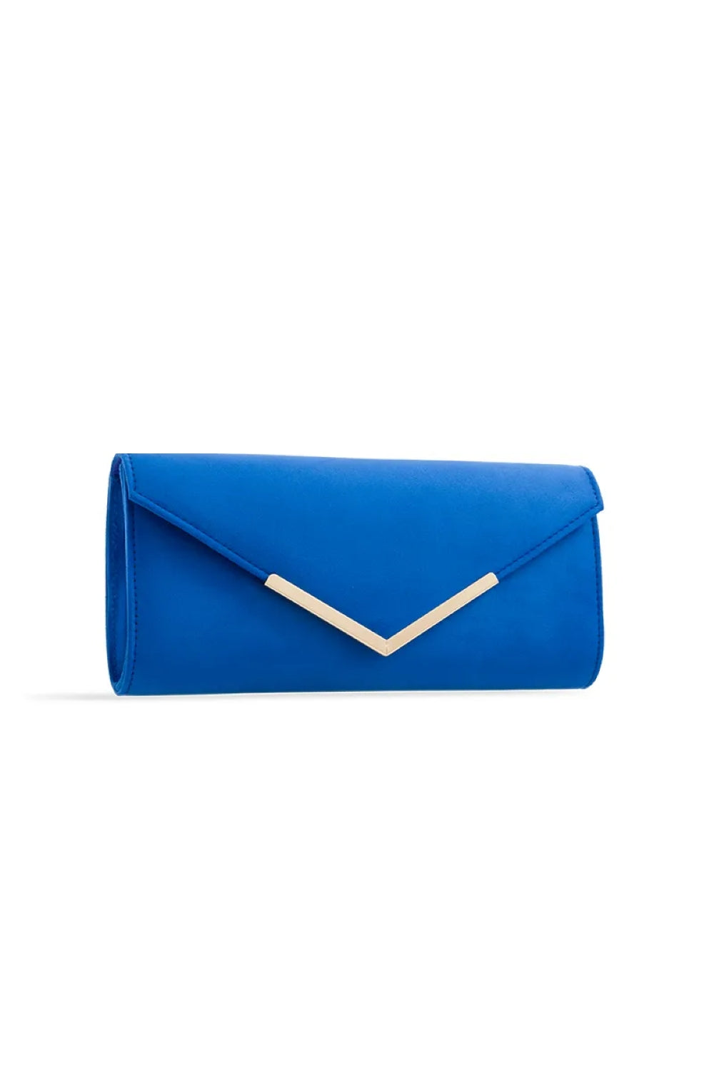 Aftershock London royal blue faux suede envelope clutch bag side detail
