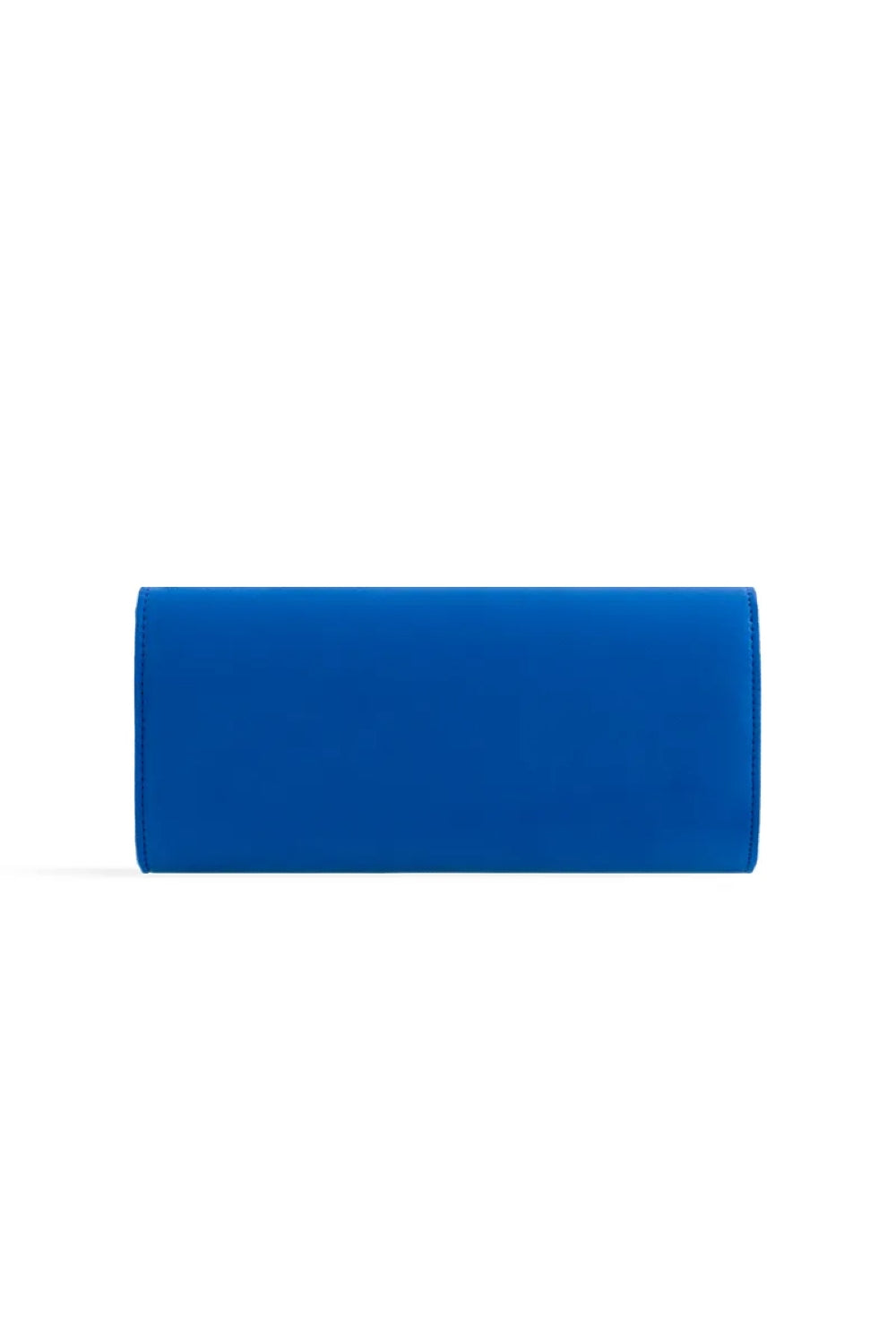 Aftershock London royal blue suede envelope clutch bag open detail