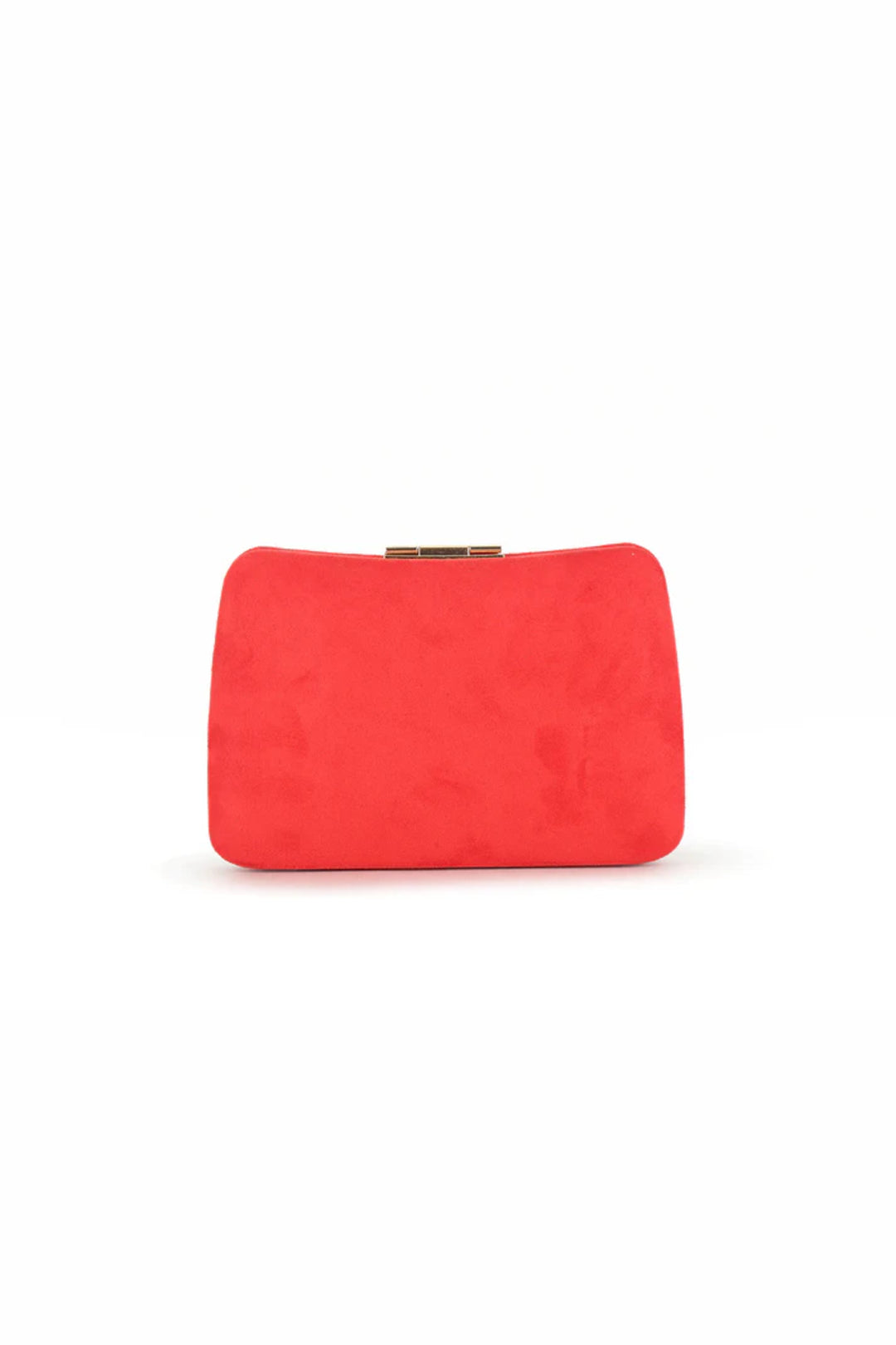 Aftershock London red suedette clutch bag side detail