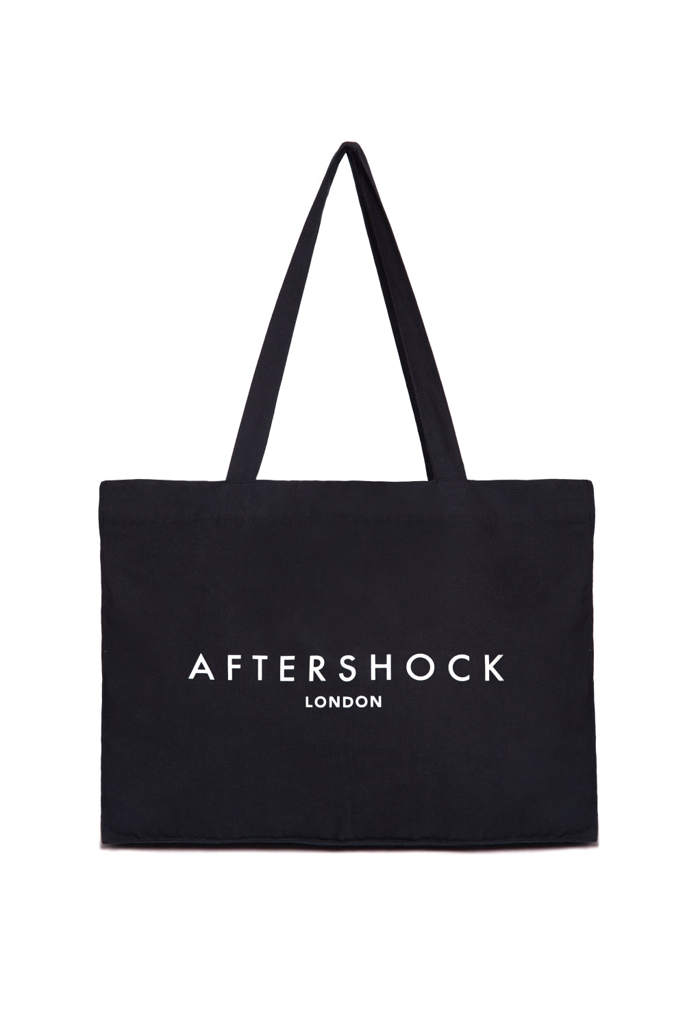 Aftershock London black logo canvas tote bag front product image