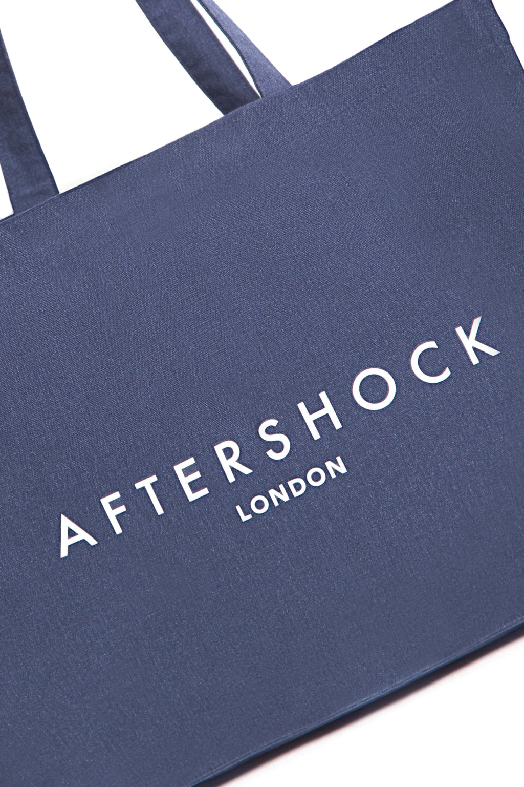 Aftershock London navy canvas tote bag back detail