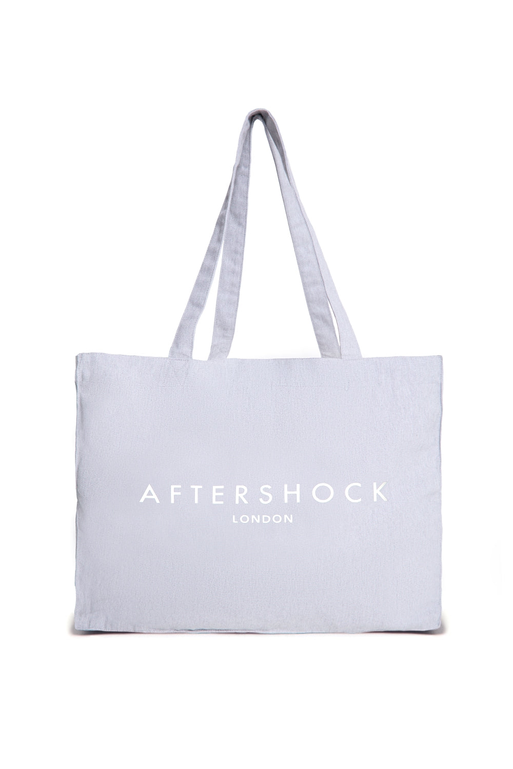 Aftershock London silver grey logo canvas tote bag front product image