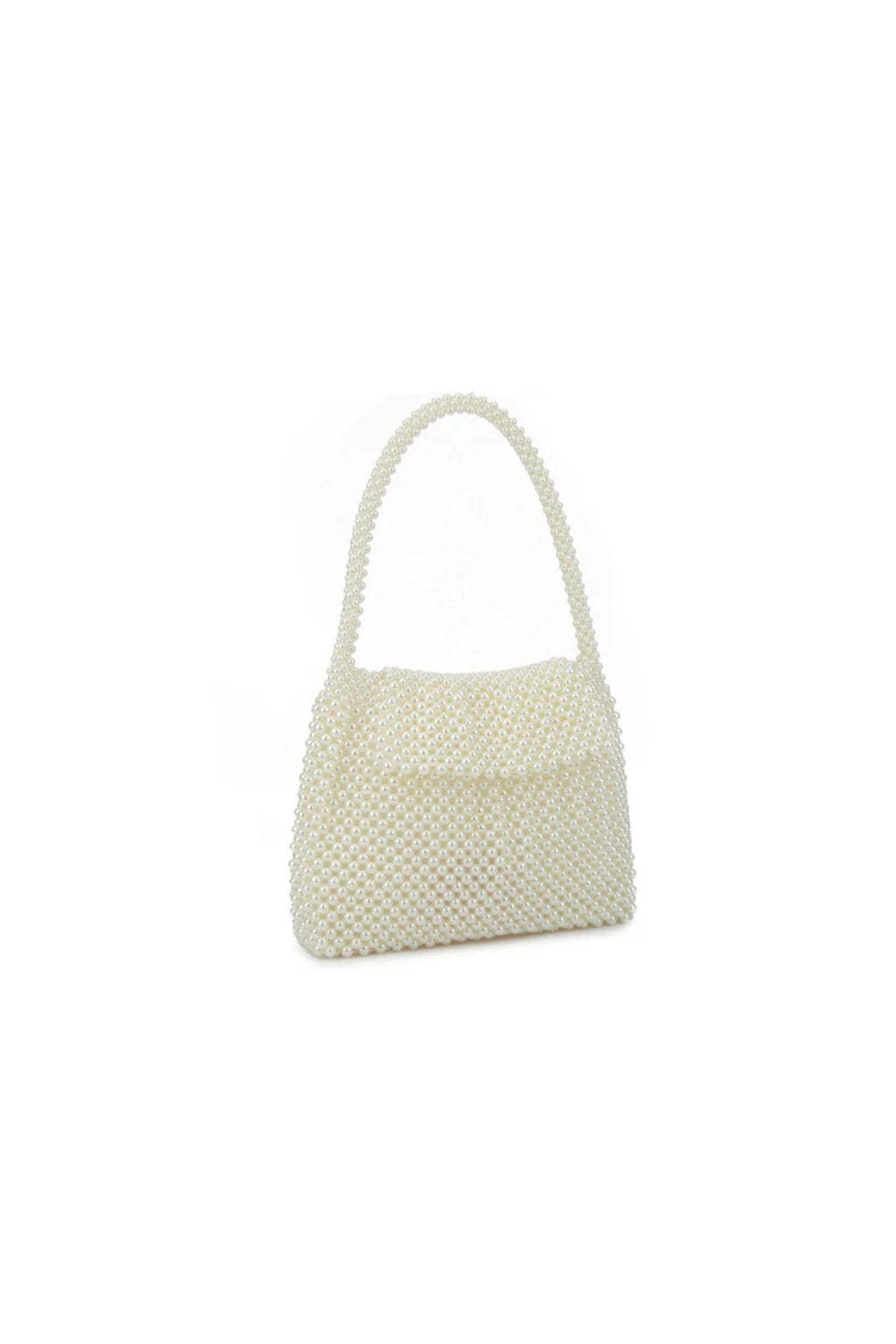 Aftershock London ivory faux pearl evening bag side detail