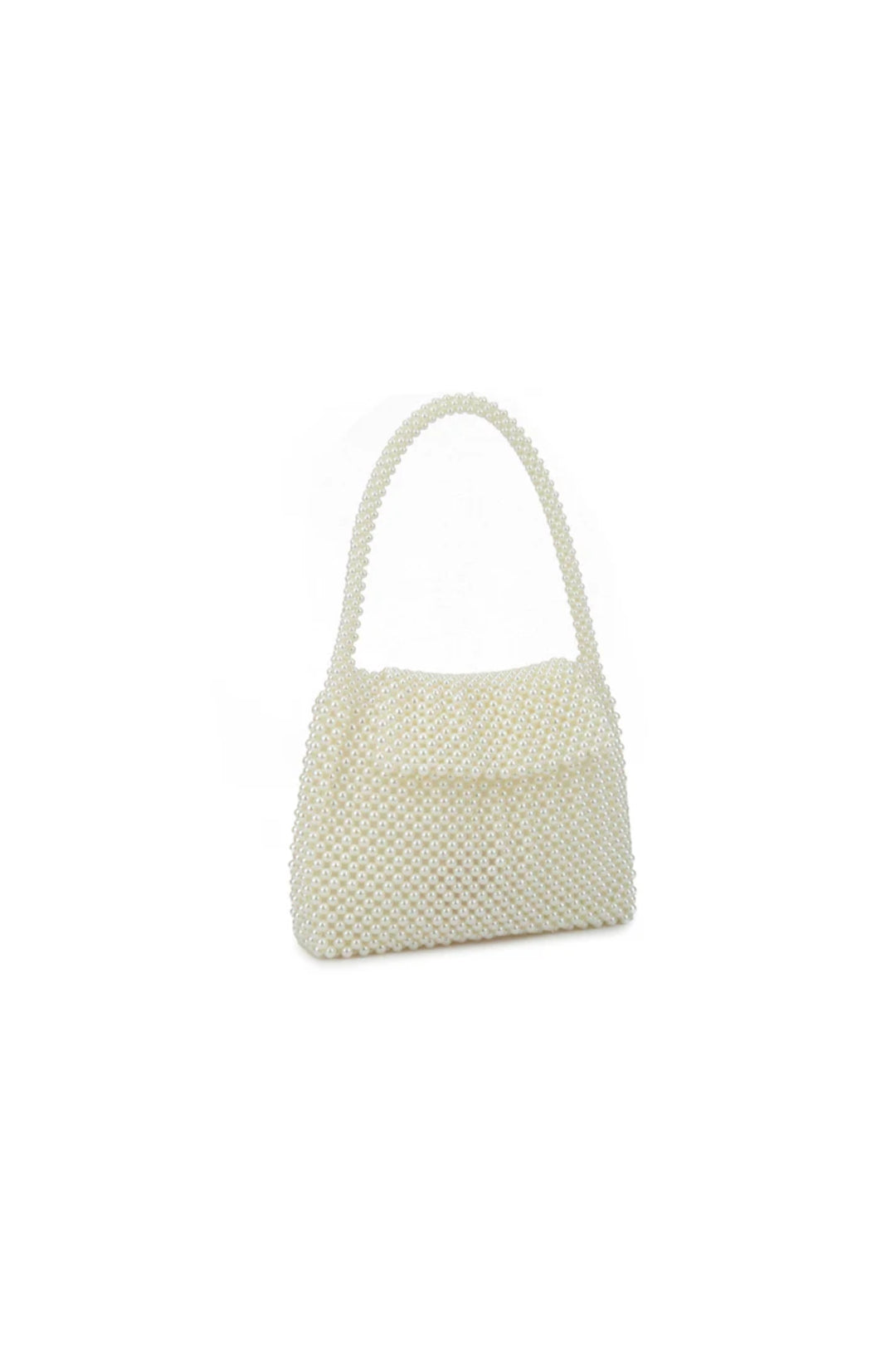 Aftershock London ivory faux pearl evening bag side detail