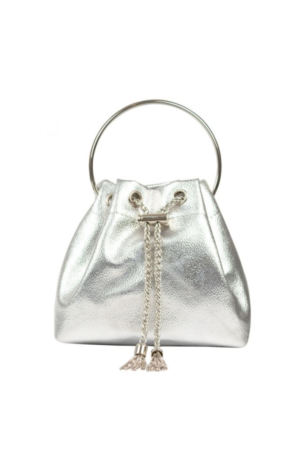 Aftershock London silver top handle leather look bag front view