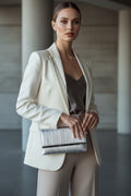 Aftershock London silver pleated clutch bag studio product image