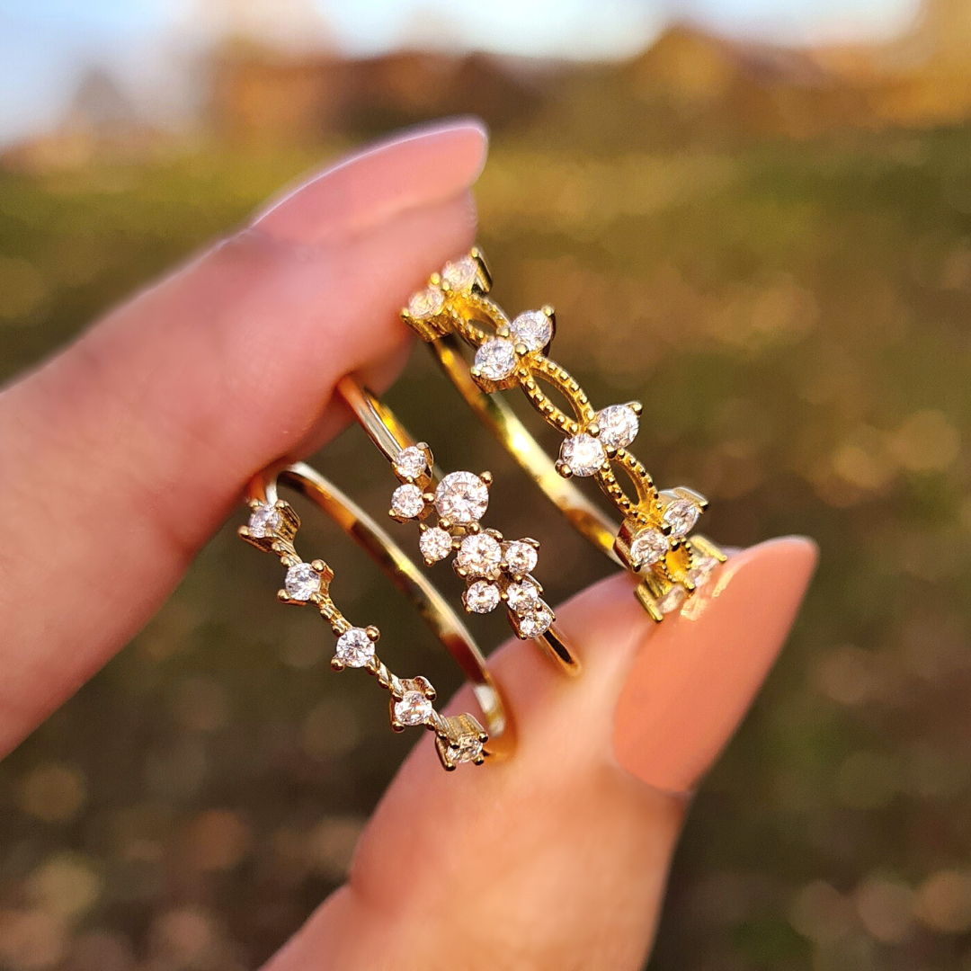 Alana Nova and Celeste gold stacking rings group image