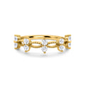 Alana gold ring with simulated diamonds on white background