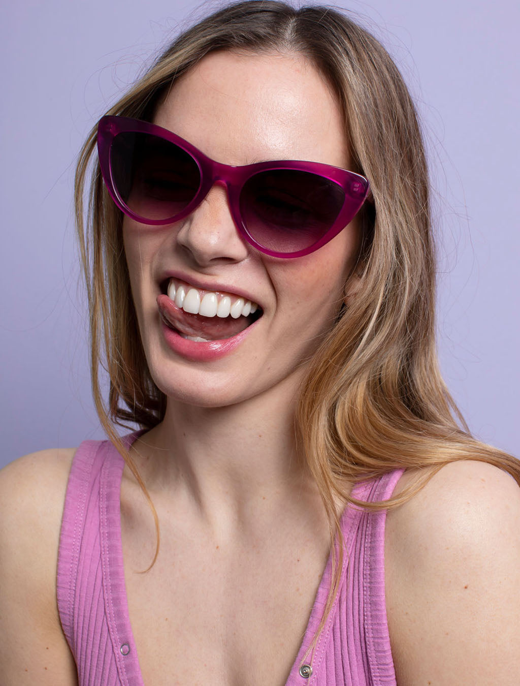 zoedepass Amy Magenta sunglasses fashion portrait image