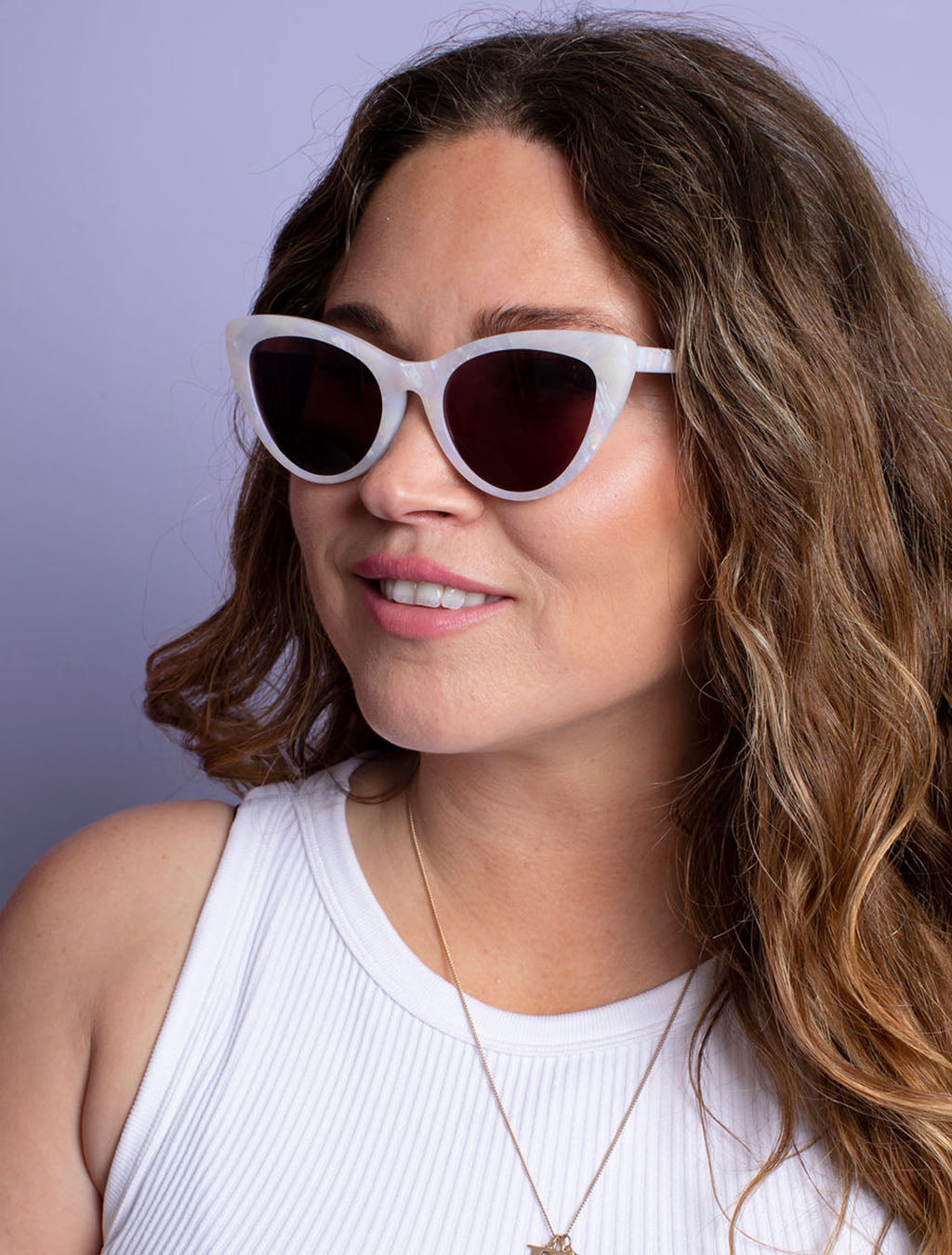 zoedepass Amy Opal cat-eye sunglasses studio model image