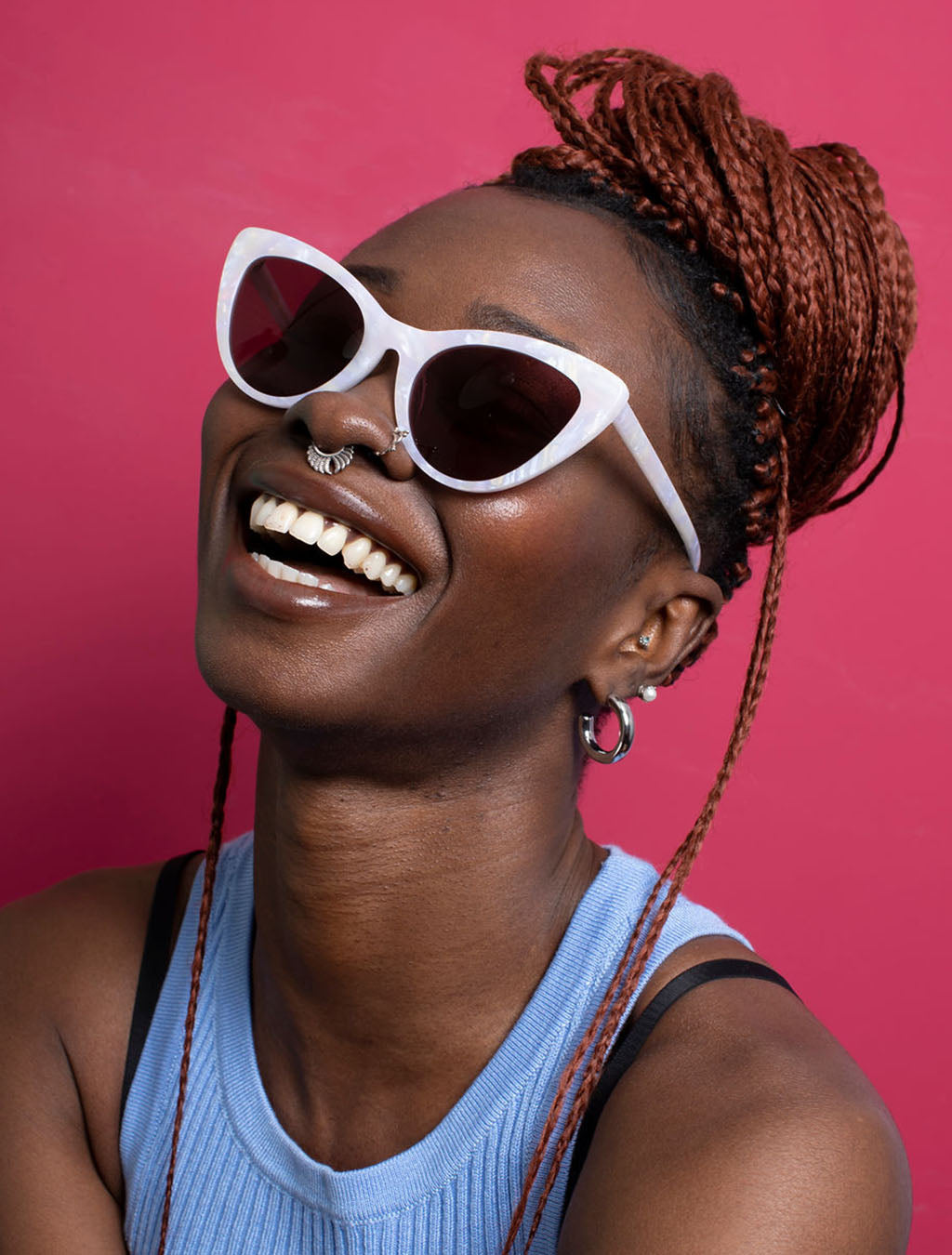 zoedepass Amy Opal sunglasses fashion model image