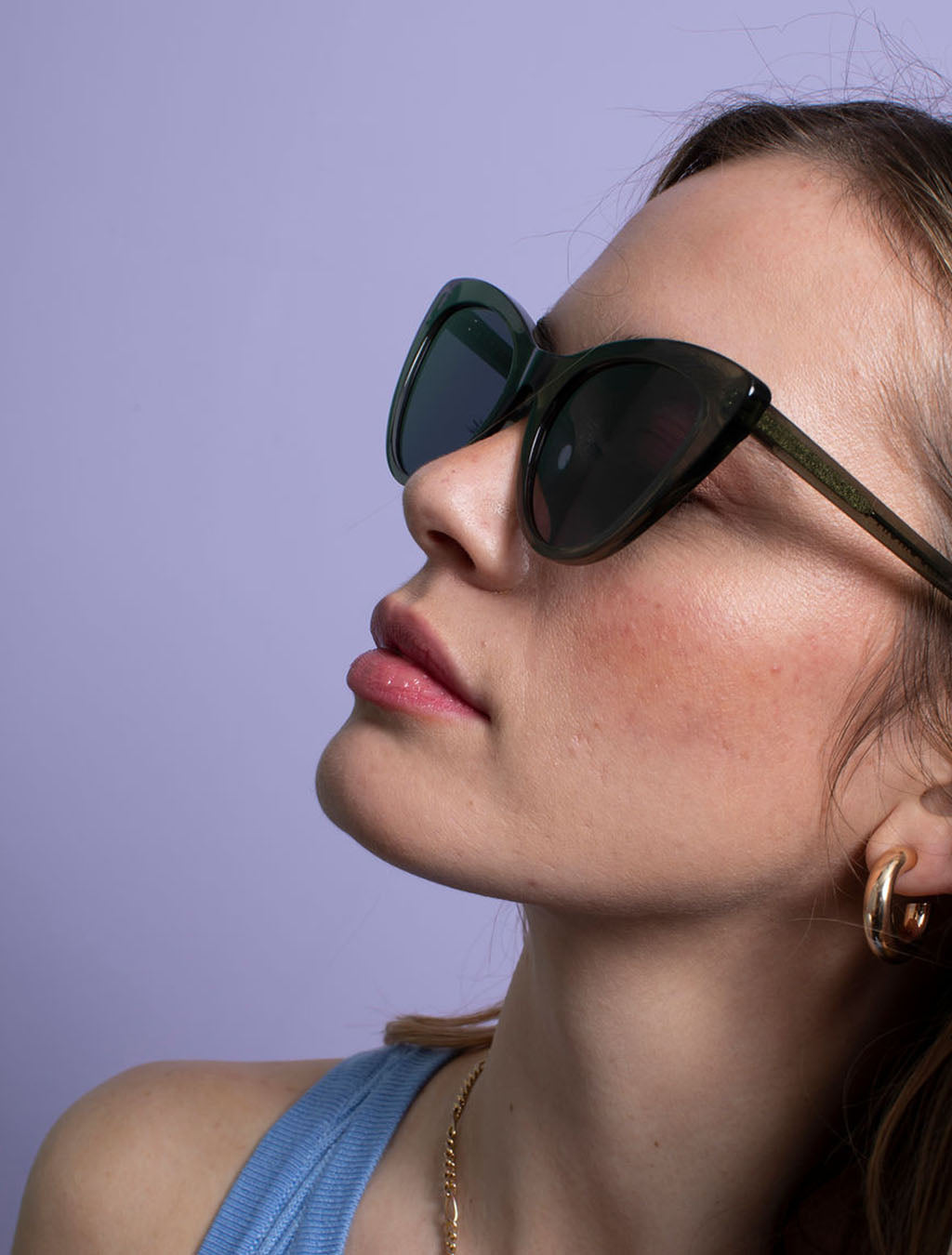 zoedepass Amy Forest Green sunglasses side portrait image