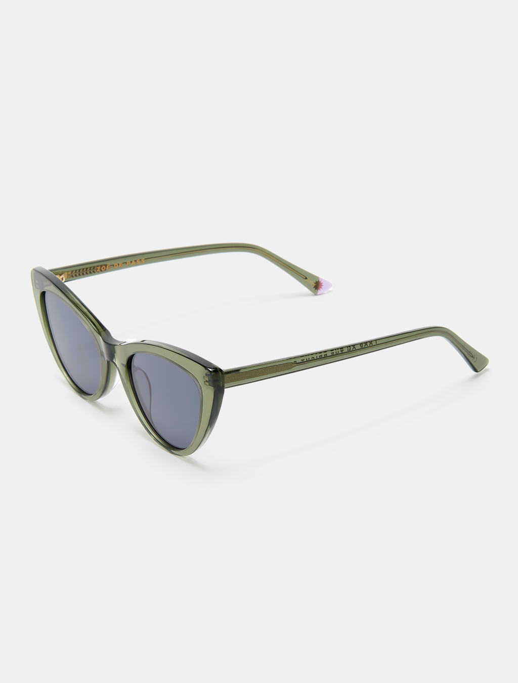 zoedepass Amy Forest Green cat-eye sunglasses three-quarter product image