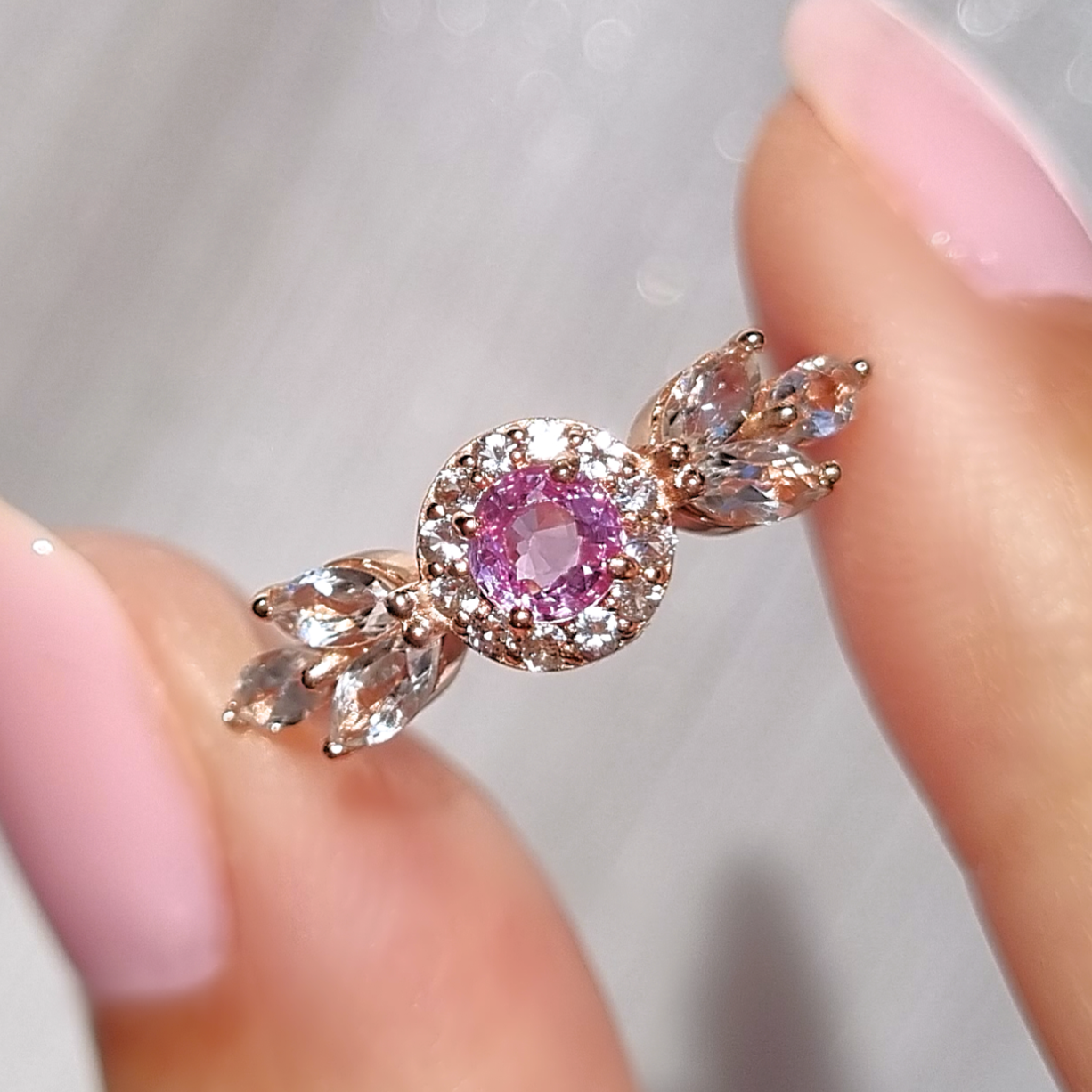 Aurelia pink sapphire ring in 18k rose gold vermeil product image