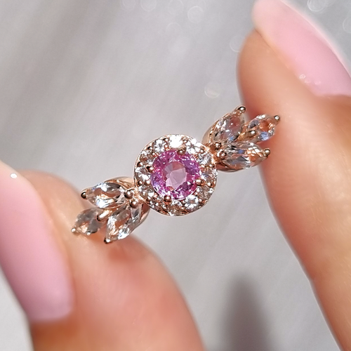 Aurelia pink sapphire ring in 18k rose gold vermeil product image