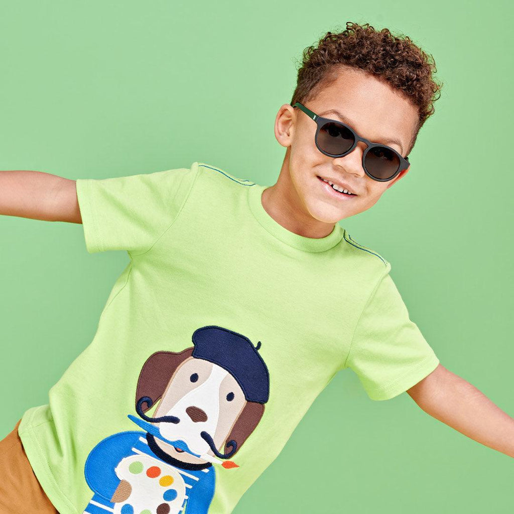 Babiators Original Keyhole Jet Black kids sunglasses worn outdoors