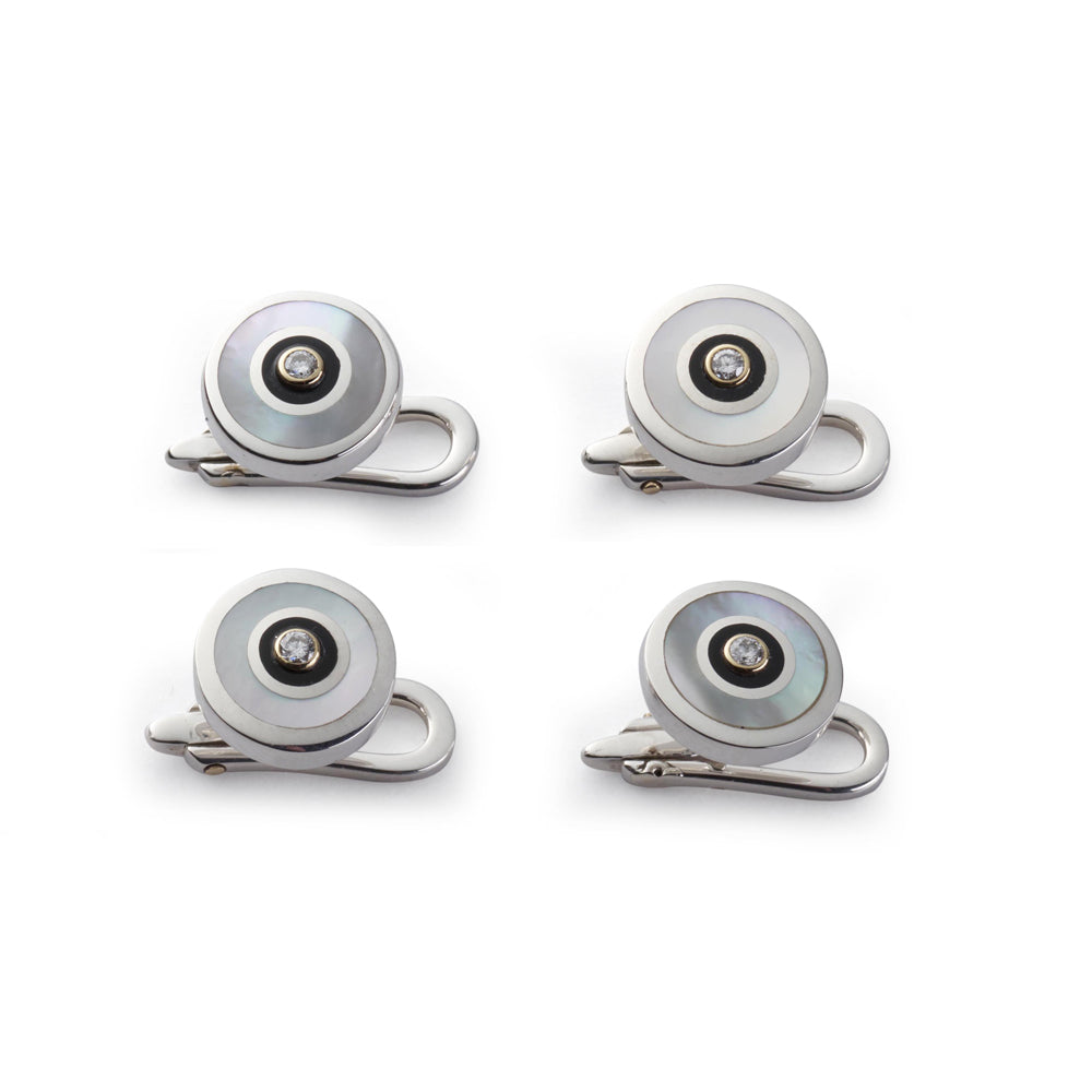 Benson & Clegg sterling silver mother of pearl diamond dress studs