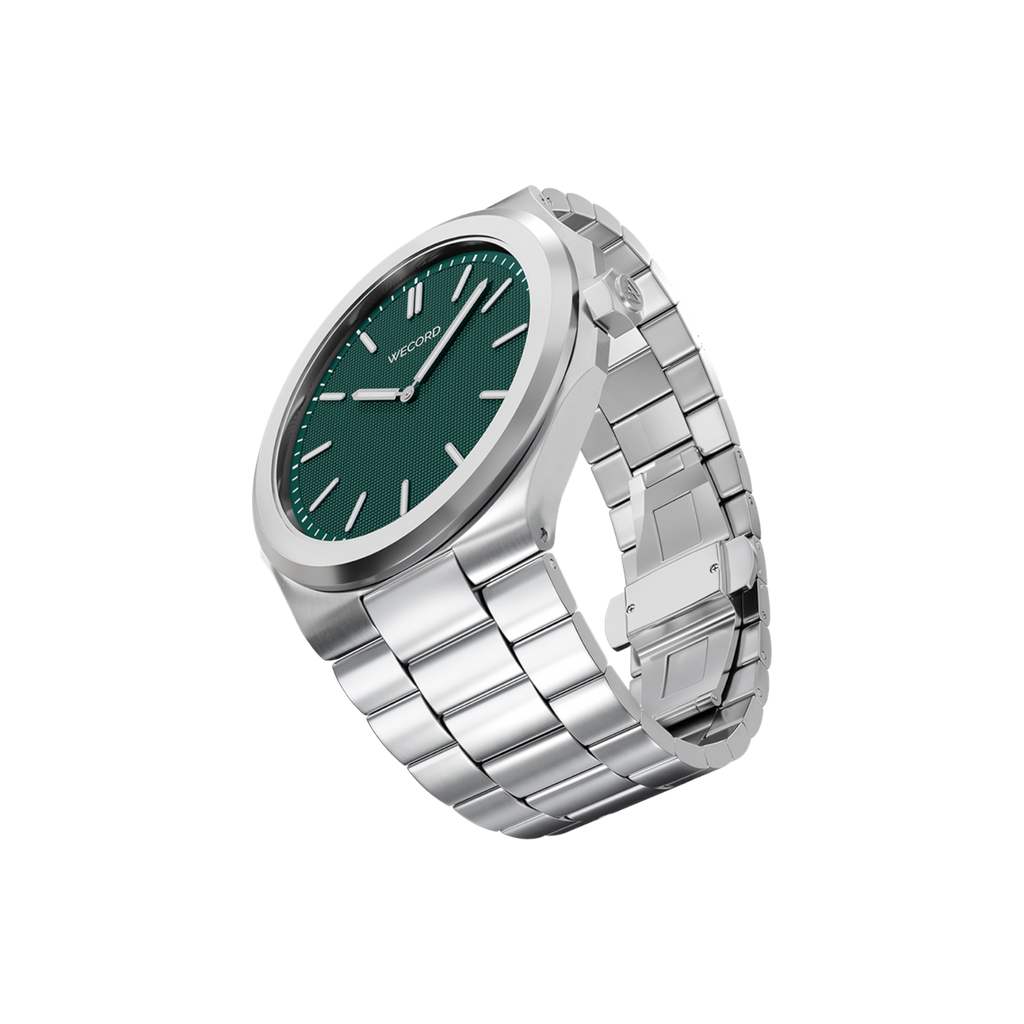 Wecord London Oliver Large watch side view in Green