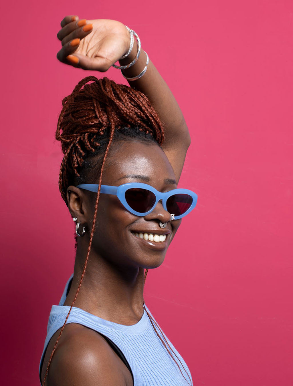 zoedepass Billie Sky Blue sunglasses portrait detail image