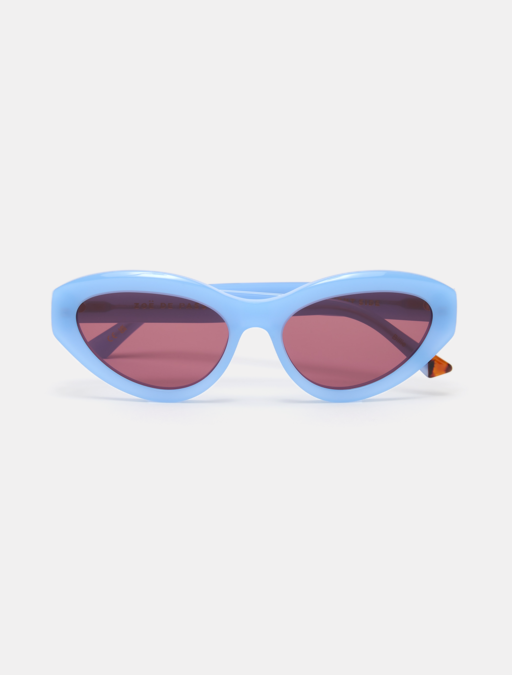 zoedepass Billie Sky Blue oval cat-eye sunglasses front product image