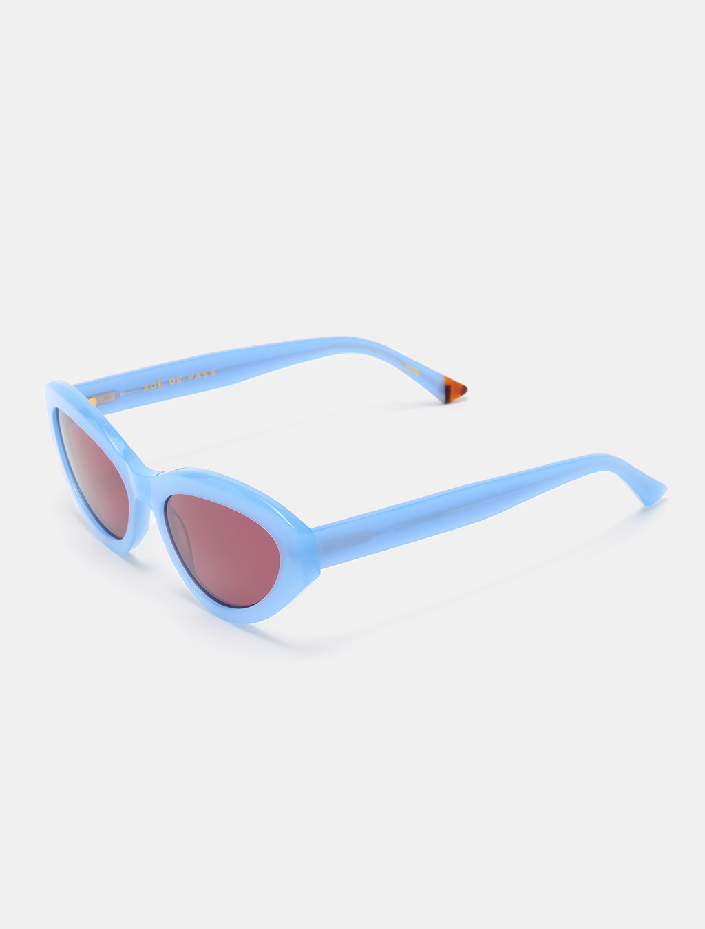 zoedepass Billie Sky Blue oval cat-eye sunglasses three-quarter product image